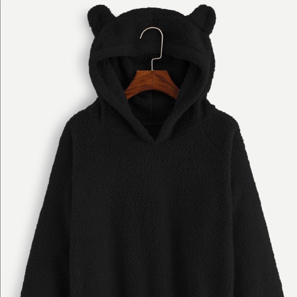 Solid Hooded Teddy Sweatshirt